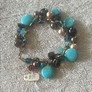 Swarovski Blue and Brown Bracelet with Unique Charm